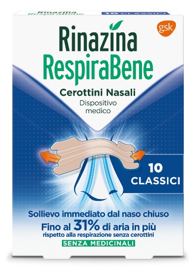 RINAZINA RESPIRABENE CEROTTI NASALI CLASSICI CARTON 10 PEZZI - Doctor Vinz