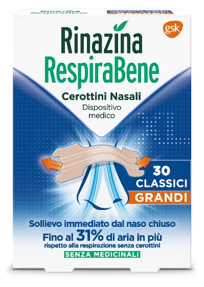 RINAZINA RESPIRABENE CEROTTI NASALI CLASSICI GRANDI CARTON 30 PEZZI - Doctor Vinz