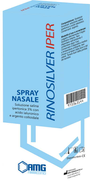 RINOSILVER SOLUZIONE SALINA IPERTONICA 3% CON ACIDO IALURONICO E ARGENTO COLLOIDALE SPRAY NASALE 20 ML - Doctor Vinz