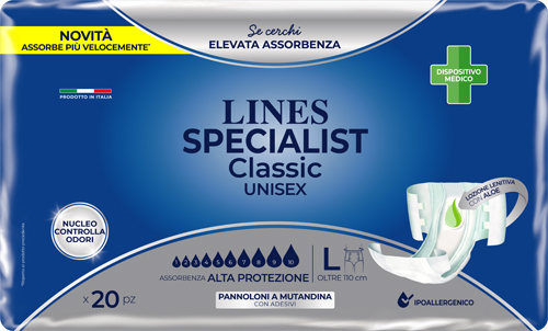 PANNOLONE A MUTANDA LINES SPECIALIST CLASSIC ALTAPROTEZIONE MG 20 PEZZI - Doctor Vinz