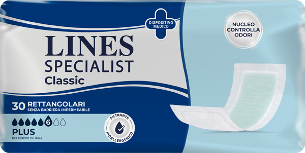 PANNOLONE RETTANGOLARE LINES SPECIALIST CLASSIC SENZA BARRIERA 30 PEZZI - Doctor Vinz