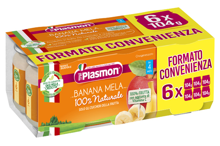 PLASMON OMOGENEIZZATO BANANA/MELA 6 X 104 G - Doctor Vinz