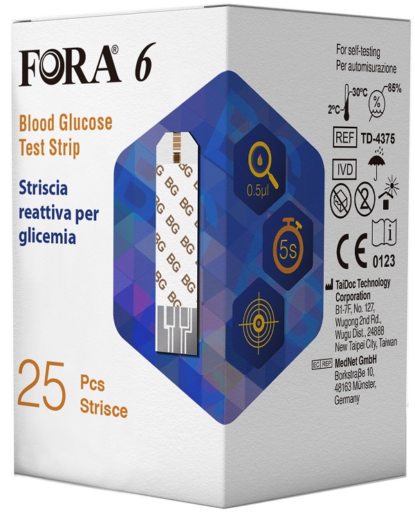STRISCE REATTIVE RILEVAMENTO GLICEMIA FORA 6 CONNECT BOX DA 25 PEZZI - Doctor Vinz