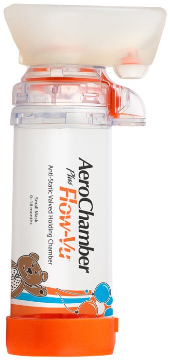 CAMERA DISTANZIATRICE ANTISTATICA AEROCHAMBER PLUS FLOWVU MASCHERA PEDIATRICA SMALL 0-18 MESI ARANCIONE - Doctor Vinz