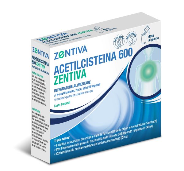 ACETILCISTEINA 600 ZENTIVA 10 BUSTINE BIPARTITE GUSTO TROPICAL - Doctor Vinz