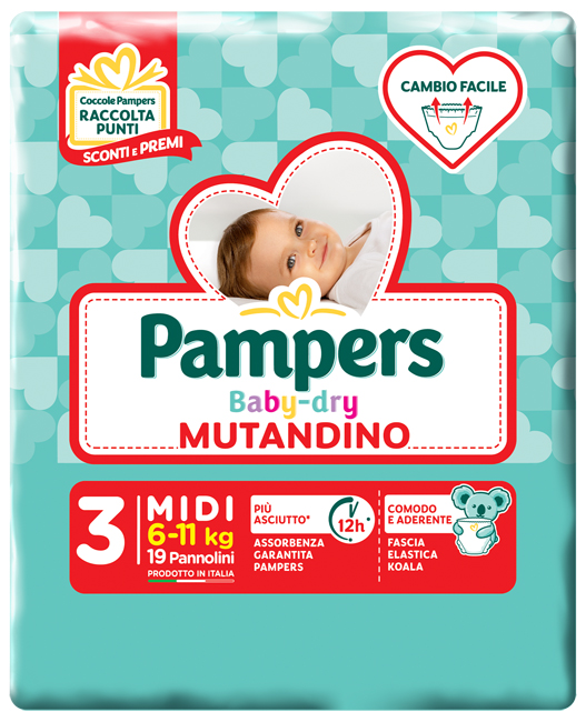PAMPERS BABY DRY MUTANDINA MIDI SMALL PACK 19 PEZZI - Doctor Vinz