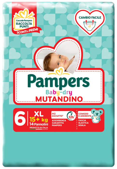 PAMPERS BABY DRY MUTANDINO SM TAGLIA 6 EXTRALARGE SMALL PACK 14 PEZZI - Doctor Vinz