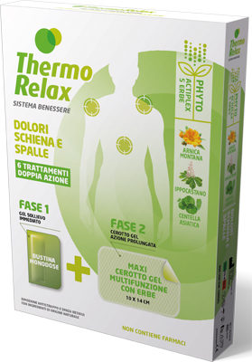 THERMORELAX PHYTO GEL DOLORI SCHIENA E SPALLE FASE 1 GEL SOLLIEVO IMMEDIATO E FASE 2 MAXI CEROTTO GEL MULTIFUNZIONALE CON ERBE 6 PEZZI - Doctor Vinz