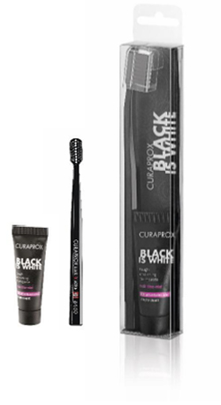 CURAPROX BLACK IS WHITE DENTIFRICI SBIANCANTI 1 DENTIFRICIO DA 10ML + 1 SPAZZOLINO - Doctor Vinz