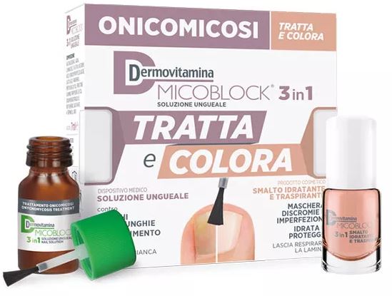 DERMOVITAMINA MICOBLOCK 3 IN 1 TRATTA E COLORA SOLUZIONE UNGUEALE 7 ML + SMALTO IDRATANTE TRASPIRANTE 5 ML - Doctor Vinz