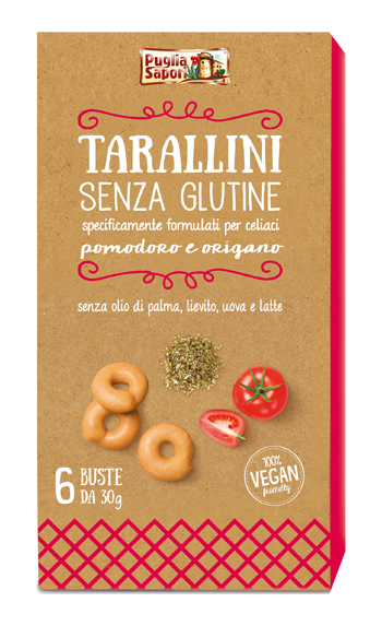 PUGLIA SAPORI TARALLINI POMODORO E ORIGANO SENZA GLUTINE 180 G - Doctor Vinz