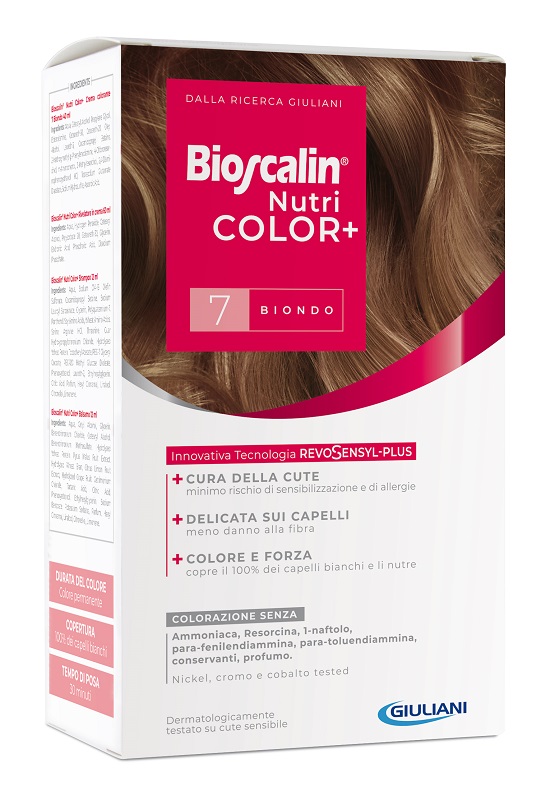 BIOSCALIN NUTRICOLOR PLUS 7 BIONDO CREMA COLORANTE 40 ML + RIVELATORE CREMA 60 ML + SHAMPOO 12 ML + TRATTAMENTO FINALE BALSAMO 12 ML - Doctor Vinz