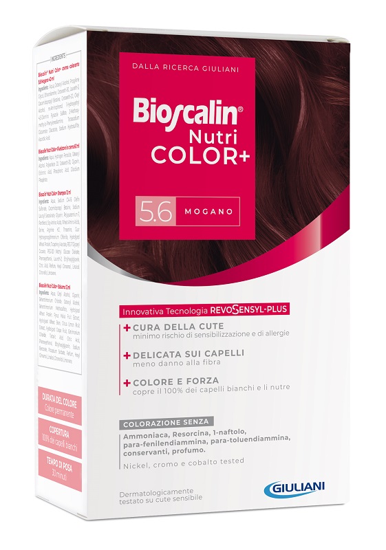 BIOSCALIN NUTRICOLOR PLUS 5,6 MOGANO CREMA COLORANTE 40 ML + RIVELATORE CREMA 60 ML + SHAMPOO 12 ML + TRATTAMENTO FINALE BALSAMO 12 ML - Doctor Vinz