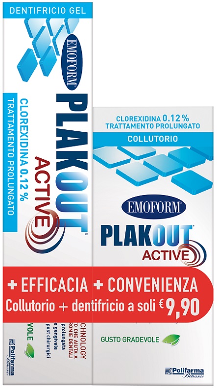 EMOFORM PLAK OUT ACTIVE CLOREXIDINA 0,12% COLLUTORIO 200 ML + DENTIFRICIO 75 ML - Doctor Vinz