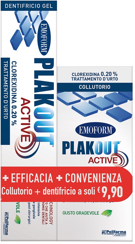EMOFORM PLAK OUT ACTIVE CLOREXIDINA 0,20% COLLUTORIO 200 ML + DENTIFRICIO 75 ML - Doctor Vinz